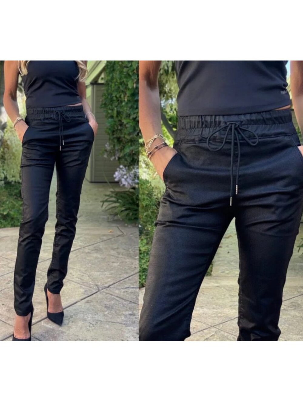 Bevy Flog Shely Check Original Jogger Pants Drawstring Waist Pockets size 25